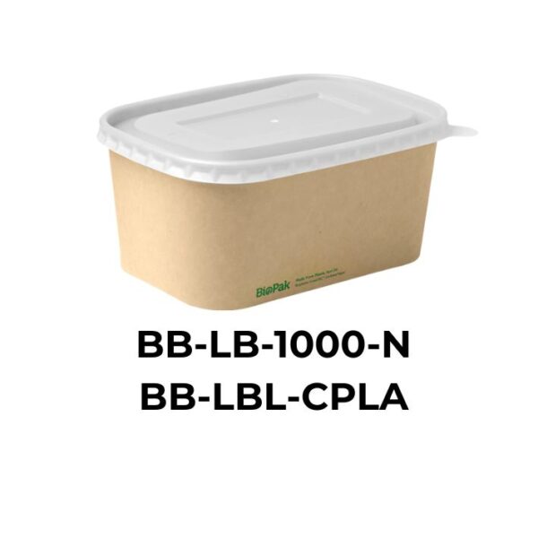BioPak Lids for Rectangular Kraft Paper Lunchboxes 500-1000 mls - Image 4
