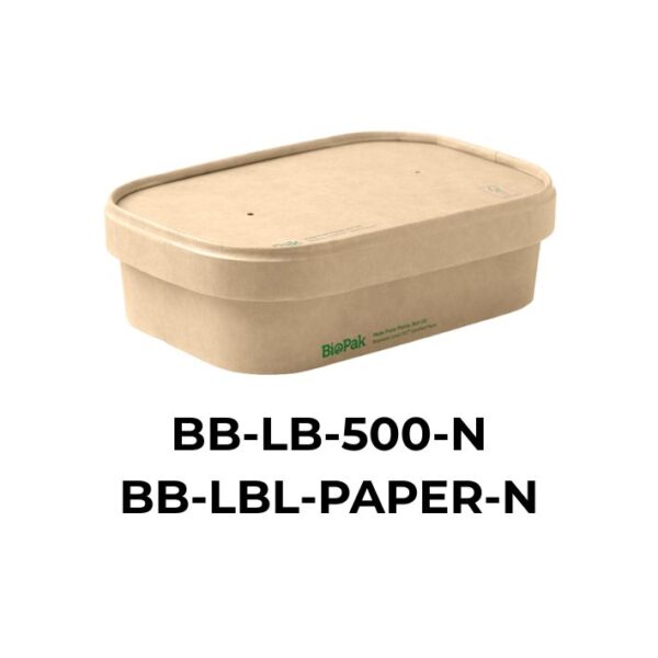 BioPak Lids for Rectangular Kraft Paper Lunchboxes 500-1000 mls - Image 3