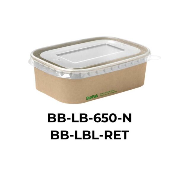 BioPak Lids for Rectangular Kraft Paper Lunchboxes 500-1000 mls - Image 5