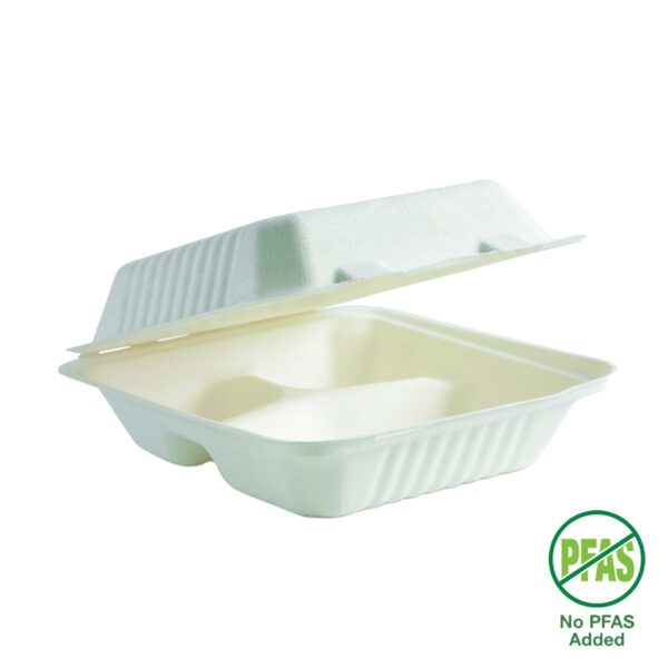 BioPak Cane Dinner Clam with 3 Compartment - Image 2