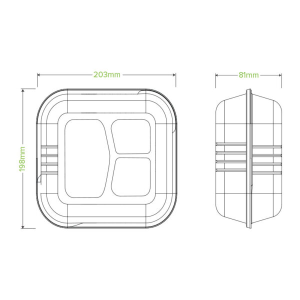 BioPak Cane Dinner Clam with 3 Compartment - Image 3