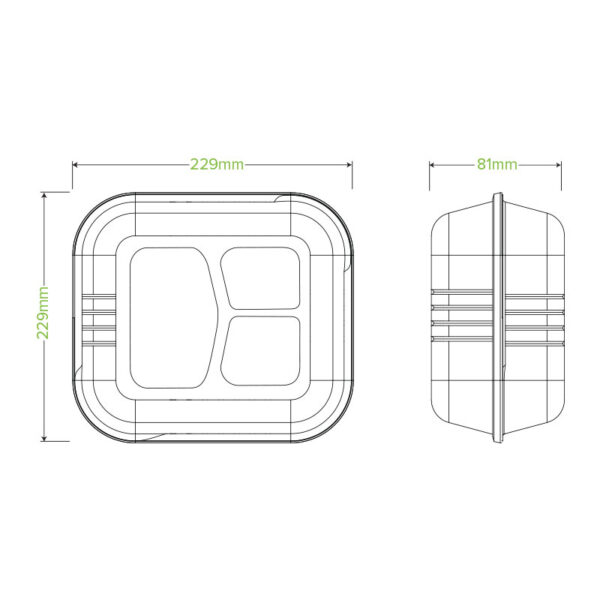 BioPak Cane Dinner Clam with 3 Compartments - Image 2