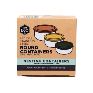 Ever Eco Stainless Steel Round Nesting Containers 3 Pack