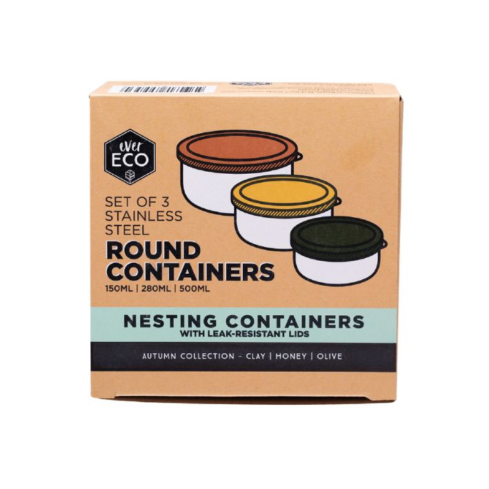 Ever Eco Stainless Steel Round Nesting Containers 3 Pack